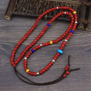 Ivaran Goros Takahashi Goro 6mm 8mm White Core Glass Bead Necklace Men and Women Imported from Nepal Personality