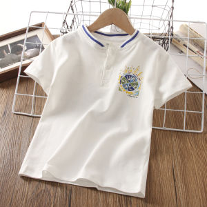 Boys Short Sleeve T-Shirt Pure Cotton Childrens Polo Shirt Summer Wear Half Sleeve Summer Top for Middle And Large Children