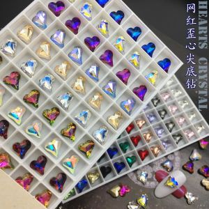 Nail Art Diamond Heart Shaped Rhinestones 8*9mm Oblique 30pcs Phototherapy Nails Water Diamonds Any Skin Type Beauty Tools