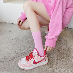 Pink Socks for Women Summer Color Tube Socks Ins Trendy Velvet Ice Socks Summer Thin White Japanese Style Long