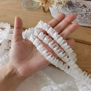 Ruy Băng Satin Trắng 5 Mét DIY Vải May Vá Chất Liệu Xếp Ly Viền Ren Cho Váy Phụ Kiện May Vá Ruy Băng Viền Xếp Ly