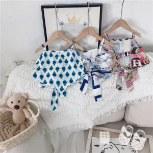 เสื้อกล้ามแขนกุดลายการ์ตูนสำหรับเด็กผู้หญิงในช่วงฤดูร้อนปี 2025 เสื้อกล้ามบางๆ สไตล์วันหยุดชายหาดสำหรับเด็ก เสื้อผ้าเด็กผู้หญิง ผ้าฝ้ายผสมโพลีเอสเตอร์