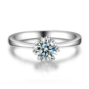 New Pt950 Platinum Moissanite Ring Snowflake Twisted Arm Six-Claw Simulation Diamond Ring Womens Sterling Silver Engagement Ring