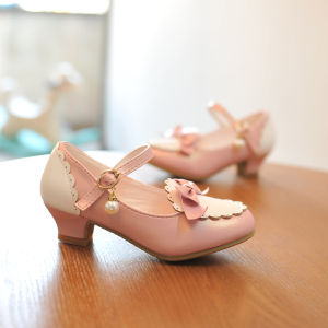 รองเท้าหนังสำหรับเด็กผู้หญิงฤดูใบไม้ผลิและฤดูใบไม้ร่วงรองเท้าชั้นเดียวหนังแท้สำหรับเด็กแบบใหม่แฟชั่นรองเท้าส้นสูงเอลซ่าหิมะน้ำแข็งรองเท้าเจ้าหญิงแนววินเทจสไตล์เกาหลี