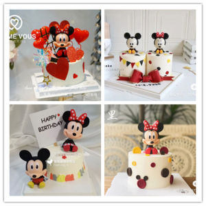 Shaking Head Big Head Mouse Cake Decorative Ornaments Doll Toy Plastic Little Mickey Mouse Birthday Qi Baking Decoration
