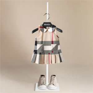 ชุดฤดูร้อนแบบใหม่สำหรับเด็กหญิงชุดเดรสแขนกุดชุดเด็กชุดเดรสลายสก๊อตสไตล์อังกฤษเดรสจับจีบน่ารักสำหรับเด็กทารก