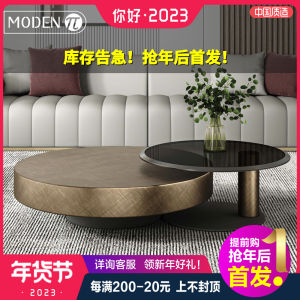 Italian Minimalist Light Luxury Stainless Steel Coffee Table Modern Minimalist Designer Creative Size round Tempered Glass Art