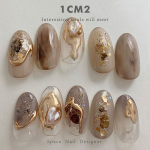 1ซม. 2เพ้นท์เล็บแบบออริจินัลหินแร่สีทองลึกลับกลิตเตอร์สำหรับฤดูใบไม้ร่วงและฤดูหนาว INS แผ่นแร่วินเทจแบบไม่สม่ำเสมอที่นิยมในโลกออนไลน์