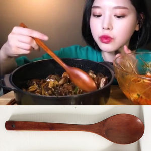 South Korea Eating and Broadcasting Boki Same Spoon Extra Large Wood Eating Spoon Internet Celebrity Soup Spoon Tableware Korean Style Long Wooden Spoon