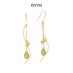 Terra Spring Dance Natural Olivine Earrings Original Design Handmade Temperament High Grade Non-mainstream Personality Gift