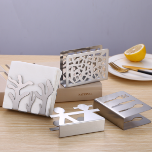Stainless Steel Table Napkin Holder Stand Hotel Restaurant Tea House Tabletop Square Towel Clip European Style Country Life
