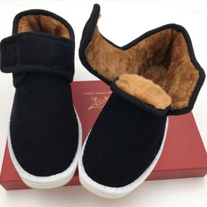 Winter Old Beijing Handwork Cloth Cotton-Padded Shoes Mens Home Middle-Aged Mens and Womens Velvet Thickened Non Slip Warm Shoes