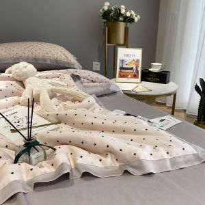 Princess Style Fresh 100 PCs Tencel Summer Cooling Duvet 4-piece Bedding Set Summer Quilt Thin Duvet Airable Cover Machine Washable