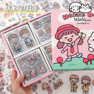 Cartoon Girl 100 Pieces Notebook Waterproof Cup Stickers Set Journal Stickers Girl Heart Cute Pattern Goo Card