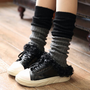 Autumn and Winter Womens Warm European Station Knee-Length Thick Thread Foot Sock