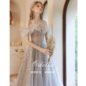 Odelia Dream Catcher 2026 New One Shoulder Wedding Dress Long Evening Gown for Bride Luxury Minimalist Korean Style Floral A-Line Skirt