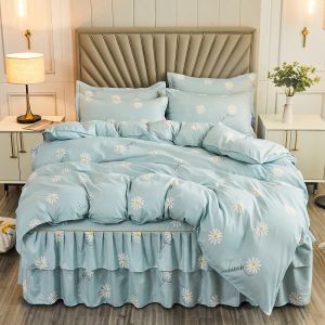 K-style Bed Skirt Bedspread One-Piece 1.5 M 1.8M Mattress Dust Protection Cover Non-Slip Bed Sheet Three-Piece Bed Sheet Set 4