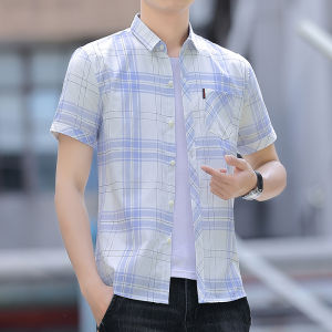 Áo Sơ Mi Kẻ Ca Rô Mùa Hè Áo Sơ Mi Thường Ngày Sành Điệu Tôn Dáng Cộc Tay Cho Nam Trang Phục Nam Thanh Thiếu Niên Áo Mẫu Mới 2024