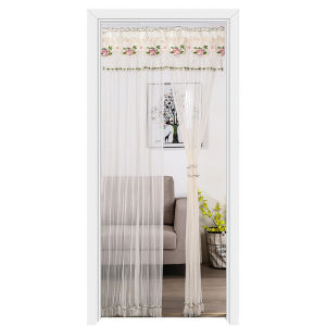 Free Rod Double-Layer Yarn Curtain Decoration Mesh Curtains Fabric Pastoral Partition Curtain Bedroom Kitchen Toilet Lace Door Curtain