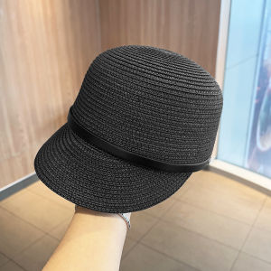 หมวกเบสบอลแบบสานสไตล์เกาหลีหมวกฟางกันแดดแฟชั่นฤดูร้อนสำหรับผู้หญิงหมวกขี่ม้าระบายอากาศได้ดีสำหรับผู้หญิงแก๊ปบังแดดแบบใหม่