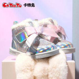 Carters Rabbit Girls Snow Boots Sparkling Diamond Soft Bottom Warm Cotton Shoes Trendy Winter Princess Style Kids Footwear