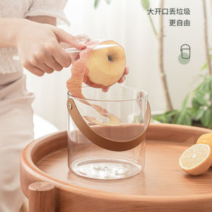 Acrylic Desktop Trash Can Transparent Mini Storage Bucket Handheld Home Use Small Size Organizer round Shape Plastic Material