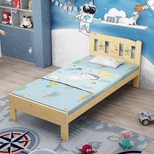 Solid Wood Childrens Bed with Fence Minimalist Modern New Baby Splicing Pine Bed Boys Girls Princess Single Bed