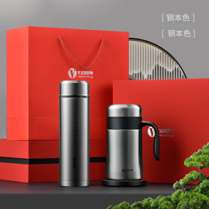 Insulated Tea Cup for Office Use Mens Womens Separate Tea Water Business Water Cup Engraving Gift Box Stainless Steel Tumbler