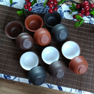 Ceramic Purple Clay Gongfu Tea Set Small Tea Cup 6pcs Anti-Scalding Owner Cup Red Clay Tea Utensils Large Mouth Drinking Cup