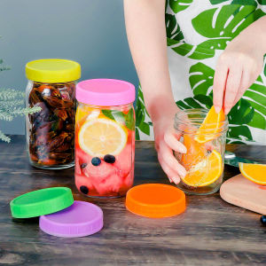 ฝาปิดแบบรูปวงกลมขนาดใหญ่ป้องกันการรั่วไหล Battle Angel Mason Cup Rooster Cup Rainbow Plastic Lid American Style Glass Cup