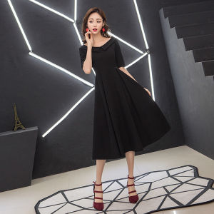 ชุดราตรีสีดำ ชุดเต้นรำวันเกิด 18 ปี ชุดราตรีผู้หญิงไซส์ใหญ่ ชุดราตรีแฟชั่นเกาหลี ชุดเต้นรำ ชุดราตรี
