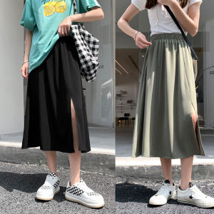 High Waist A-Line Midi Suit Skirt for plus Size Women Casual Loose Fit Korean Style Vestibule Fiber Autumn Spring Summer