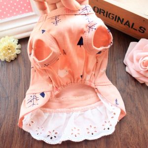 Princess Style Pure Cotton Thin Dress for Dogs And Cats Yorkie Teddy Dog Vest Skirt Summer Clothes Pet Fashion Accessories