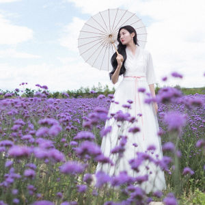 White Summer New Style Womens Dress Waist Cinching Long Fairy Skirt Cotton Linen Blend Regular Sleeve Vintage Style Dress