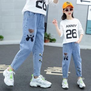 Girl Denim Spring & Fall New Arrival Girl K-style Western Style Straight-leg Childrens Loose Kids Student Baby Pants