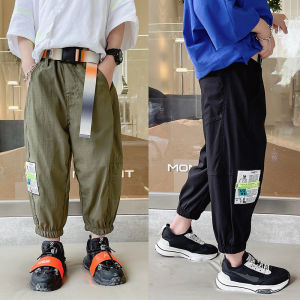 กระเป๋ามังกรน้อยกางเกงเด็กผู้ชายกางเกงเก้าส่วนสำหรับเด็กวัยกลางและวัยโตแบบใหม่ฤดูร้อน2022กางเกงคาร์โก้เด็กกางเกงกันยุงแบบบางสำหรับเด็ก