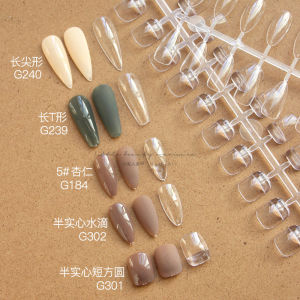 Nail Tips Dozen Semi-Solid Short Square round Long Pointed Trapezoidal Transparent Shop Sample Color Plate Specific for Practice Japanese Water Drop