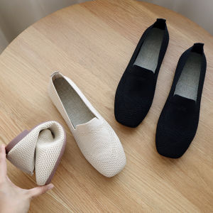 Breathable Knitted Flat Single Shoes for Women New Arrival Spring/Autumn 2020 Comfortable Soft Sole Versatile Summer Dobbs Shoes