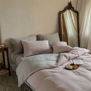 Bare Sleeping Skin-Friendly Super Soft Class A Tianzhu Cotton Four-Piece Set Pure Cotton Knitted Cotton Set Quilt Cover Bed Sheet M Bedding