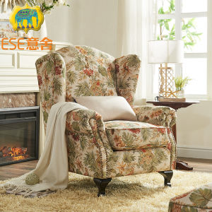 Yishe American Country Style Wingback Chair Fabric Sofa Retro Living Room Couch Armchair down Feather Leisure Chair