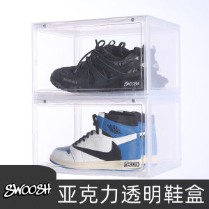 Swoosh Shoe Box Storage Box Transparent Acrylic Magnetic Suction Shoes Space-Saving Hard Plastic Sneakers Shoe Cabinet Wall Dustproof