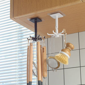 Creative Rotatable Hook Kitchen Storage Rack Punch-Free Storage Bathroom Key Hallway Seamless Home Hook