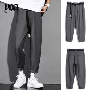 Yoa Summer Casual Pants Men's Fashion Brand Loose Cargo Suit Pants Ins Trendy Versatile Korean Style Solid Color Straight Long Pants