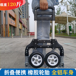 Foldable Portable Hand Pulling Cart Household Shopping Cart Vegetable Buying Car Luggage Small Car Multi-Function Moving Cargo Trailer