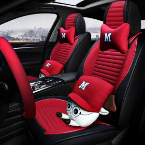 Universal Four Seasons Linen Car Seat Cushion Womens Full Wrap Cartoon Special Vehicle Seat Cover for Honda CRV Accord Xrv