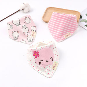 Momscare Newborn Baby Double-Layer Snap Fastener Saliva Towel Female Baby Cotton Triangular Binder Bib Children Autumn and Winter