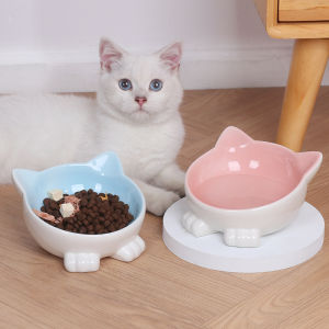 ชามน้ำปูนิชสำหรับแมว ชามน้ำแบบเอียง ชามอาหารสำหรับแมวตัวเล็ก ชามน้ำสำหรับสุนัข ชามน้ำแมวแบบพื้นต่ำ อุปกรณ์แมว ชามน้ำแมวตัวเล็ก
