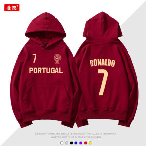 เสื้อฮู้ดบุขนแกะ 7 ของ Cristiano Ronaldo ของ Real Madrid ฤดูใบไม้ผลิและฤดูใบไม้ร่วง เสื้อผ้าฝึกฟุตบอลยูฟ่า แจ็คเก็ตแบบมีฮู้ดบาง ไซส์ใหญ่