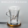 Rongshantang Glass Inlaid Tin Glass Tea Cup Transparent Female Office Cup Tea and Water Separation Filter Screen Green-Tea Cup. 