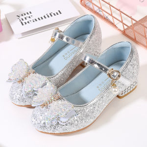 Princess Style Crystal High Heels Girls Shoes Soft Bottom Performance Dress Shoes Spring Autumn New Style Children Footwear